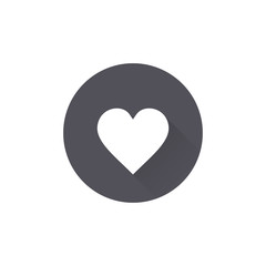 Love icon. Heart sign in Circle flat button with shadow. Vector