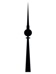 Vector Illustration of the Black Silhouette of Symbol of Berlin - Fernsehturm © Momcilo