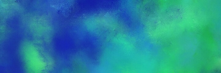 vintage painted art aged horizontal banner background  with blue chill, light sea green and strong blue color