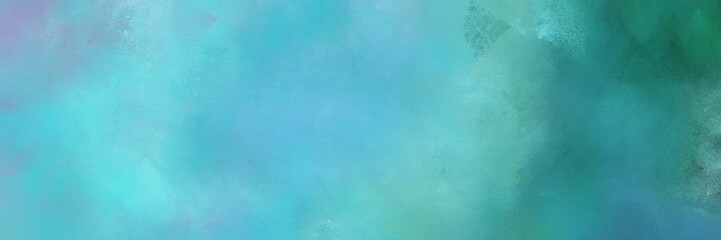 painted grunge horizontal header background  with medium turquoise, sea green and teal green color