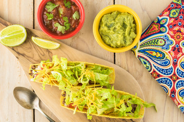 Classic tacos with ground beef and vegetables.