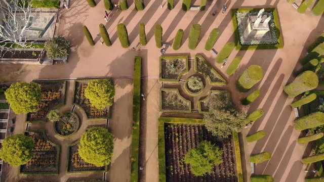Cordoba/Spain-April 10 2019:Alcazar de los Reyes Cristianos (Castle of Christian Monarchs) in Cordoba, Andalusia, Spain. Fortress and garden  Stock video areal view.