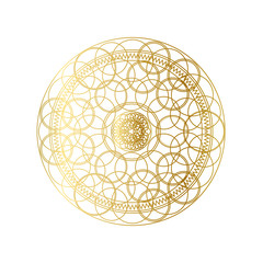 Golden abstract geometric mandala outline vector illustration
