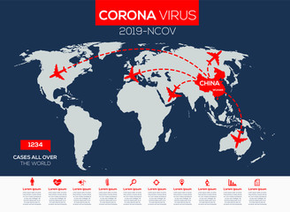 Creative (Corona virus -2019-nCoV ) info graphic map with Icons ,Vector illustration.