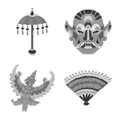 Vector design of asian and geography sign. Collection of asian and tourism stock symbol for web.