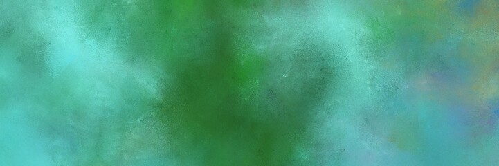 vintage painted art antique horizontal background with cadet blue, blue chill and forest green color