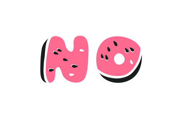 Watermelon ABC. Cartoon vector illustration fruits font. Hand drawn drawing vegetarian food. Actual Creative Vegan art work. Watermelon ABC and word