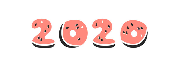 Watermelon ABC. Cartoon vector illustration fruits font. Hand drawn drawing vegetarian food. Actual Creative Vegan art work. Watermelon ABC and word 