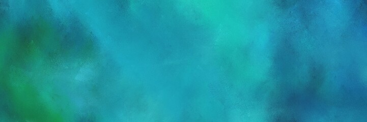 painted grunge horizontal background with light sea green, teal green and teal color