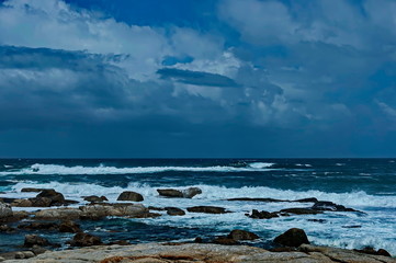 Sea shore on Atlantic ocean by Cape Town, South Africa