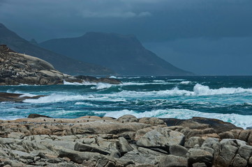 Sea shore on Atlantic ocean by Cape Town, South Africa