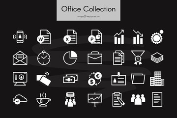 Various business, financial, office and web icons. Simple vector collection.