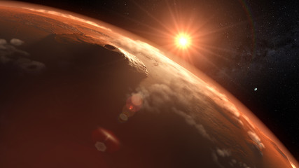 Mars planet sunset sunrise in the space 3d illustration © unlimit3d
