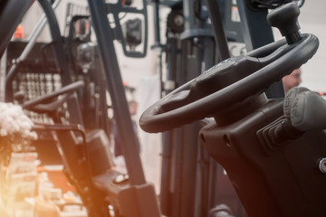 Forklift steering wheel and levers