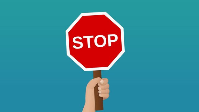 Panneau de signalisation stop à la main (fond bleu,fond blanc, transparence et couche alpha)