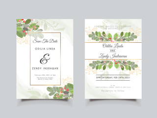 Fototapeta na wymiar wedding invitation cards with beautiful flower vector