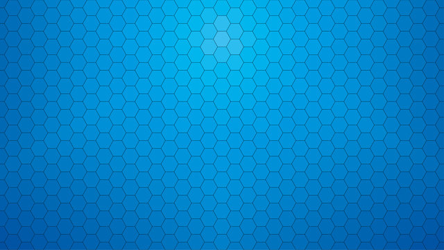 Deep blue hexagonal clear background for business presentation. HD 16x9 vector pattern.