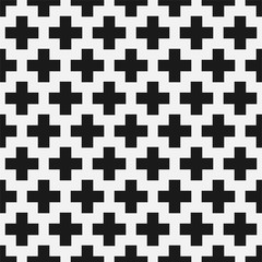 Vector cross seamless geometric pattern. Textile striped black and white texture. Abstract monochrome fabric background