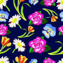Flower collection Wallpaper on a dark blue background