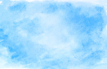 Watercolor illustration art abstract light blue color texture background, clouds and sky pattern. Watercolor stain hand paint cloudy pattern on watercolor paper