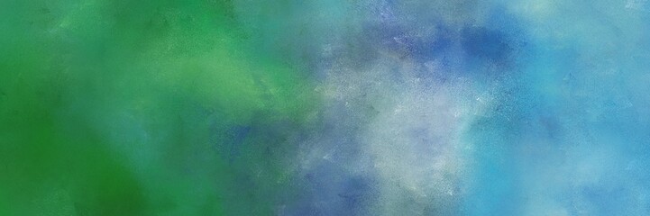 vintage painted art old horizontal design background  with blue chill, forest green and pastel blue color