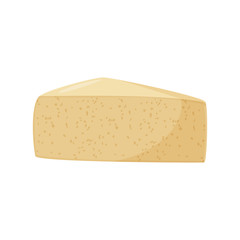 Triangular piece of cheese, cheese realistic food. Vector illustration.