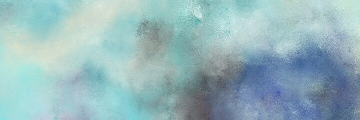 vintage painted art grunge horizontal background with pastel blue, teal blue and slate gray color