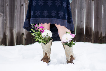 Snowy Day with Flowers