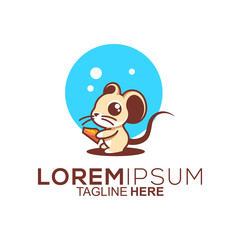 cute mouse logo design vector