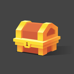 Wooden Chest set for game interface. Vector illustration.