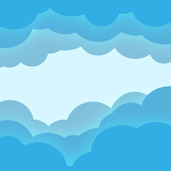 The blue clouds on the sky background. Vector illustration design.