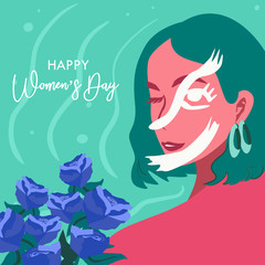 International Women's Day, Illustration of Happy Womens greeting background