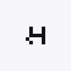 Obraz premium H letter logo with a bit pixel accent