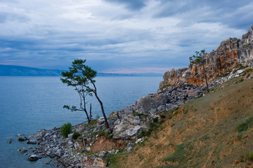 Cloudy evening on lake Baikal.