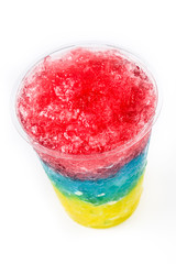 Colorful slushie of differents flavors isolated on white background