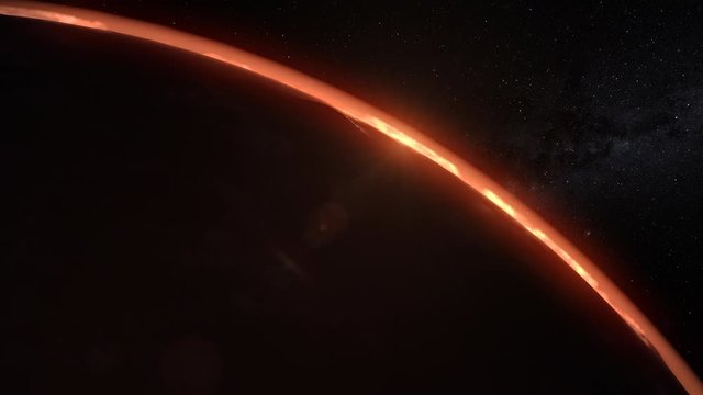 Mars planet sunset sunrise in the space 4k animation