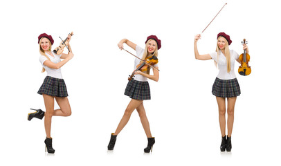 Obraz premium Woman playing violin isolated on white