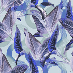 Leaves seamless pattern. Watercolor imitated Illustration.