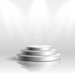 Empty Silver podium for award ceremony, Isolated on white background. Vector illustration