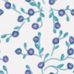 Seamless pattern of berries branch. Watercolor background.