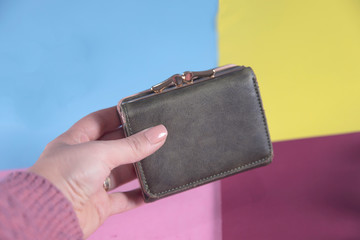 woman hand green wallet