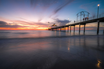Fototapeta na wymiar Sunset at Brighton jetty, Adelaide, South Australia