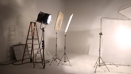 Big studio LED continue lighting for photo and video shooting production on tripod which very...