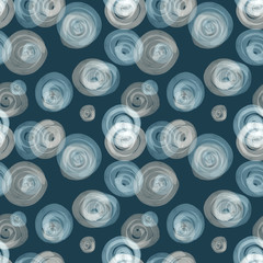 Seamless pattern of hand painted circles. Watercolor background.