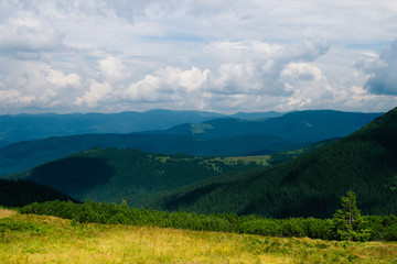 Fototapeta na wymiar View of vertex.Carpathian mountains in the midle of summmer.