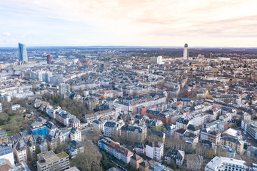 Fototapeta na wymiar Frankfurt am Main Germany aerial view with drone. 02.03.2020 Frankfurt am Main Germany.