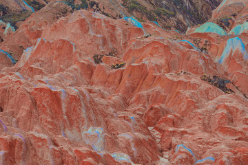 view of Rainbow Mountains in Zhangye Danxia Landform Geological Park