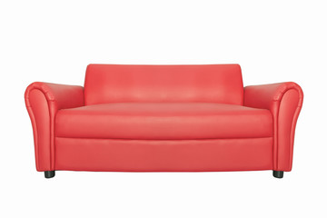 Red luxury sofa for modern living room isolated white background. with clipping path