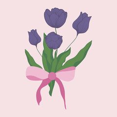 cute tulips bouquet, vector illustration