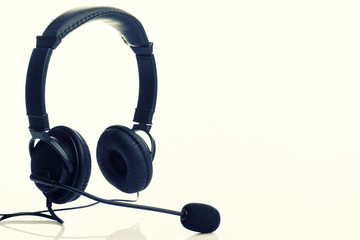 Headset employee call center or support service on a white background